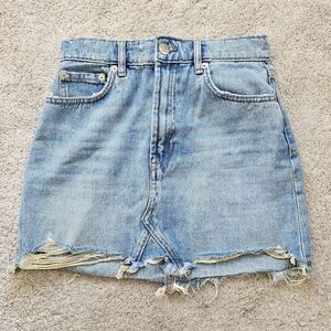 Zara Distressed Denim Mini Skirt